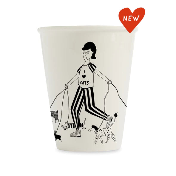 cup i love cats- WEIßES PORZELLAN - HELEN B